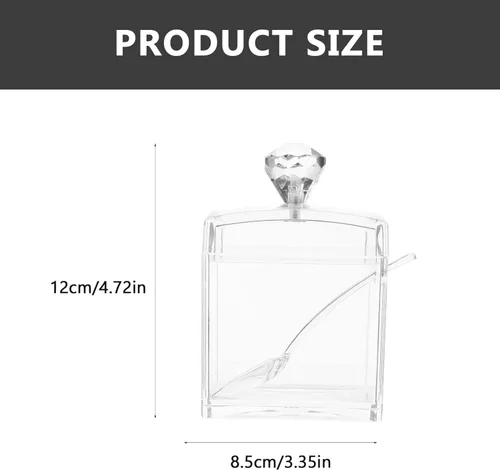 Vista 2 de Hemoton Tarros de cruet - Azucarero cuadrado con tapa y cuchara transparente para dulces, caja de condimentos transparente, olla de sal