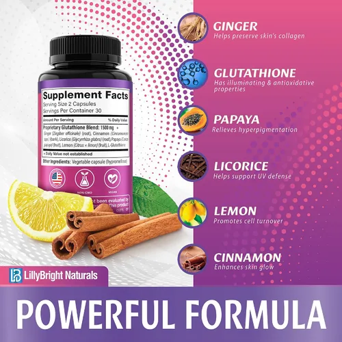 Vista 4 de Cápsulas de glutatión - Mezcla de 1500 mg con L-glutatión y jengibre, 60
