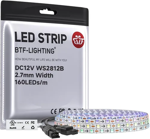 Vista 37 de BTF-LIGHTING WS2812B - Tira LED IC RGB 0.1 in, 0807SMD, DC5V, 3,2 pies, 160