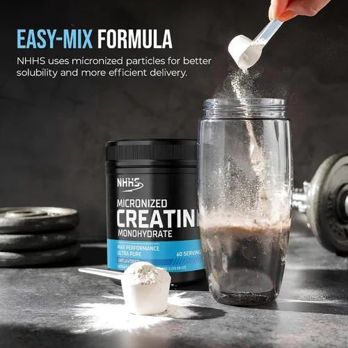 Vista 4 de Monohidrato de creatina micronizada – Apoya la fuerza y el rendimiento muscular Ultra puro, sin sabor, 60 porciones, 10.58 oz – Fabricado