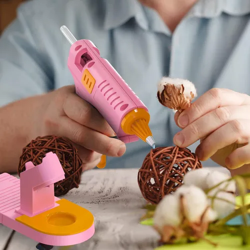 Vista 8 de MONVICT - Kit de pistola de pegamento caliente rosa, pistola de pegamento mini con soporte de ventosas y alfombrilla antiadherente de silicona