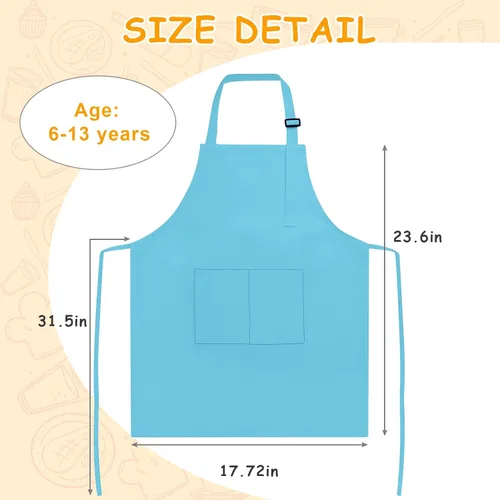 Vista 2 de Delantal para niños, paquete de 8 delantales para niñas y niños, delantales de pintura artística para cocina, aula, cocina, horneado, para edades