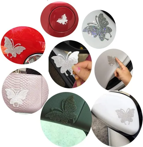 Vista 3 de Calcomanías de Cristal para Coche Decoran Coches Brillantes Bling Bling Emblema de Auto Calcomanía Decoración Accesorios Interiores (Mariposa)