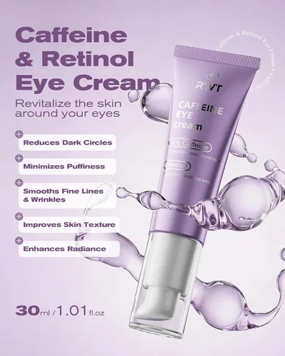 Vista 2 de Crema de ojos con 8% de cafeína y crema de retinol para reducir las ojeras, la hinchazón, las arrugas y las líneas finas, suero antienvejecimiento