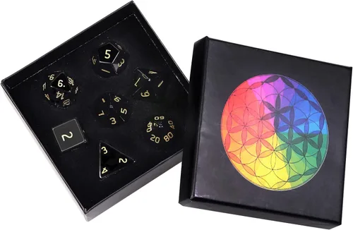 Vista 18 de Nupuyai Juego de dados poliédricos D&D de cristal de cuarzo rosa curativo con caja para Calabozos y Dragones, juego de 7 dados de mesa para RPG MTG