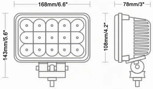 Vista 2 de Lightronic Luz antiniebla LED rectangular todoterreno de 4 x 6 pulgadas para Jeep, camión y tractor, ámbar de 3000 K, haz combinado de inundación