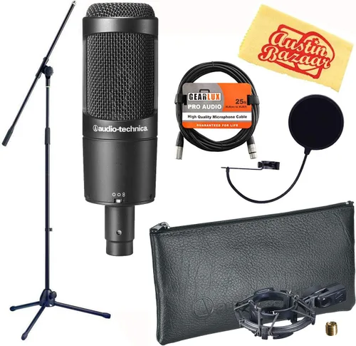 Vista 16 de Audio-Technica AT2005USB - Paquete de micrófono dinámico cardioide USB/XLR con filtro pop, cable XLR y paño de pulido de Austin Bazaar
