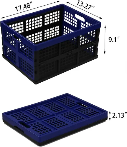 Vista 2 de Gloreen Cesta plegable de 35 cuartos de galón, cajas de leche plegables para almacenamiento, 3 paquetes