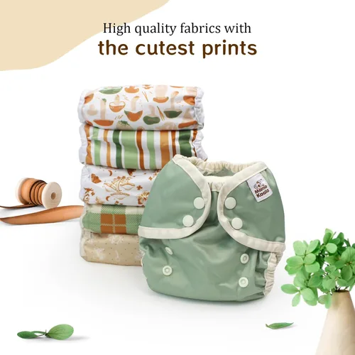 Vista 4 de Mama Koala Fundas de pañales de tela ajustables reutilizables con doble refuerzo para niñas y niños, cierre a presión, talla M (papilla vibrante-M)