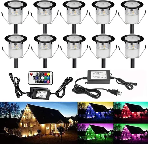 Vista 43 de Kits de luces LED empotrables para cubierta con carcasa protectora, iluminación LED de paisaje al aire libre IP67 impermeable, CC 12 V de bajo Azul