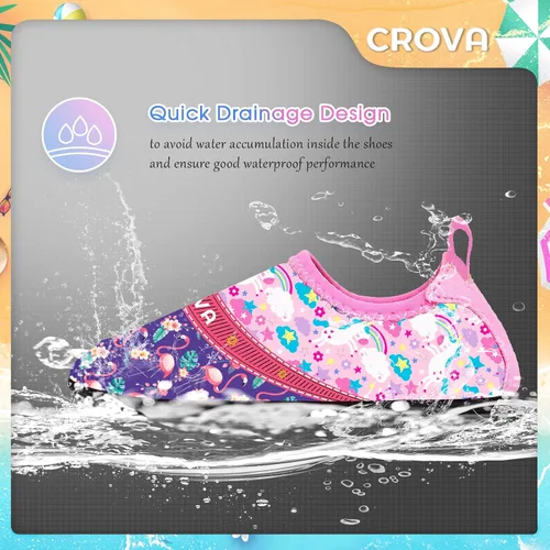 Vista 5 de CROVA Zapatos de agua para niños pequeños, calcetines acuáticos de secado rápido, antideslizantes, zapatos deportivos para niños y niñas pequeños