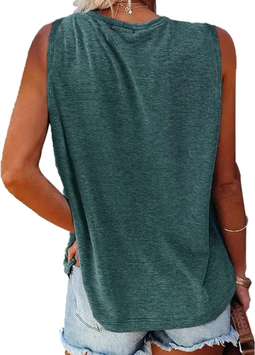 Vista 3 de Camisetas sin mangas de senderismo y montaña para mujer, divertidas camisetas de entrenamiento con gráficos de pino y amanecer, camisetas de verano