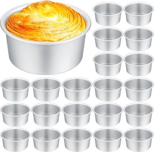 Vista 8 de Gerrii 18 moldes para pasteles de 4 pulgadas, antiadherentes, de aluminio, pequeños moldes redondos para hornear pasteles, para queso, pizza