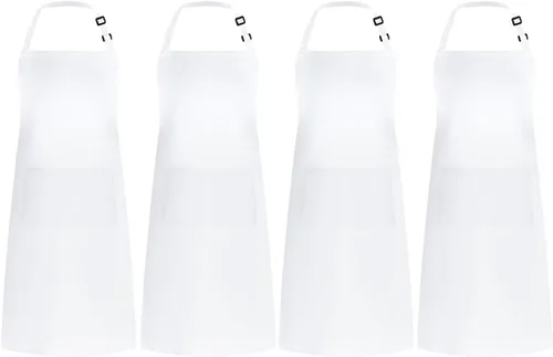 Vista 8 de Syntus 4 Pack Adjustable Bib Apron with 2 Pockets Cooking Kitchen Aprons for Women Men Chef