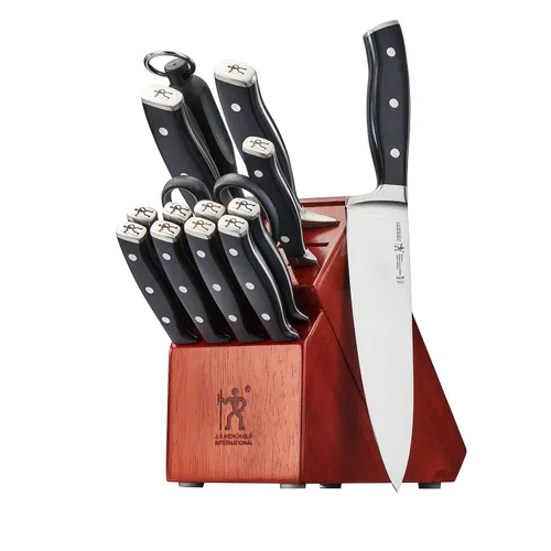Vista 10 de HENCKELS Forged Premio - Juego de 13 cuchillos de chef, cuchillo de pelar, cuchillo utilitario, marrón claro, acero inoxidable