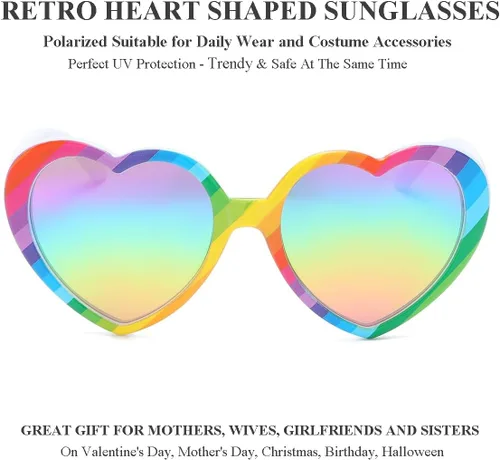 Vista 2 de Gleyemor Gafas de sol polarizadas en forma de corazón para mujer, gafas de moda, accesorios de moda