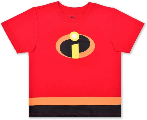 Vista 2 de Disney The Incredibles - Conjunto de camiseta de manga corta y pantalones deportivos para niños pequeños, pequeños y grandes, rojonegro