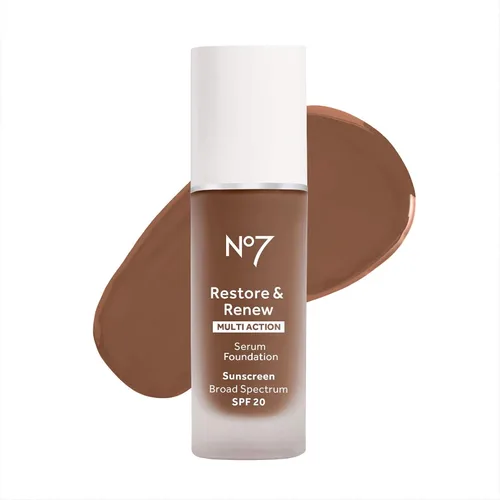 Vista 11 de No7 Restore & Renew Base de Suero de Acción Múltiple - Porcelana - Base Líquida de Maquillaje con Vitamina C, Vitamina E y Colágeno para el Rostro