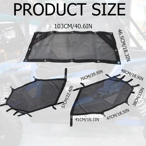 Vista 6 de Red para Ventana de ATV/UTV Protector de Malla para Jaula Trasera Enrollable + Derecha + Izquierda Cubierta de Red Protectora de Sombra para Ventana