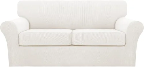 Vista 18 de Turquoize 2 fundas para sillas de sala de estar, funda de sofá con fundas de cojín individuales, funda de muebles para sillas (silla, beige biscotti)