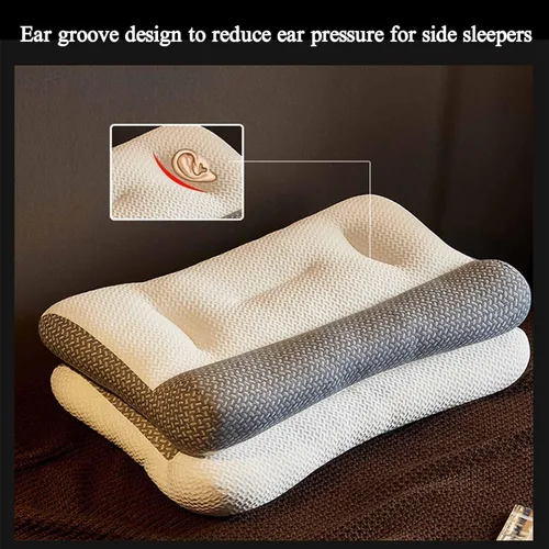 Vista 4 de Sohobloo - Almohada de cuello ergonómica de plumón de ganso para cuello, almohadas nimecales, almohadas para el cuello, aumenta el sueño