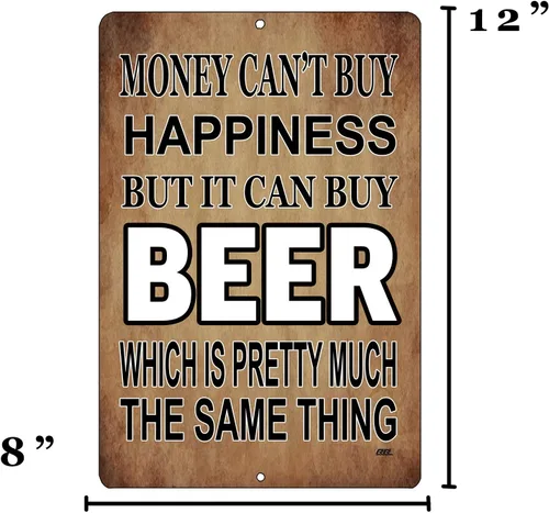 Vista 3 de Rogue River Tactical Divertido letrero de metal sarcástico decoración de pared hombre cueva bar dinero felicidad cerveza beber