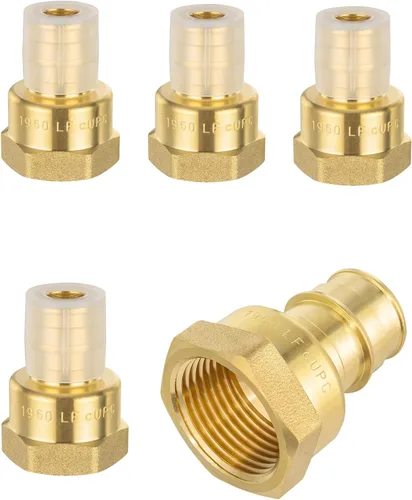Vista 7 de Paquete de 2 accesorios de latón de expansión EFIELD Pex A de 1/2 x 1/2 pulgadas, codo hembra NPT para conexión de tubo Pex-A, ASTM F1960