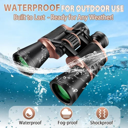 Vista 6 de Prismáticos 22x50 para adultos de alta potencia, prisma BAK-4 HD FMC, prismáticos profesionales resistentes al agua para observación de aves, caza