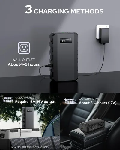 Vista 8 de Apowking Banco de Energía con Toma de CA, 65W Banco de Batería Portátil para Laptop Carga Rápida, 88.8Wh/24000mah Estación de Energía para Camping