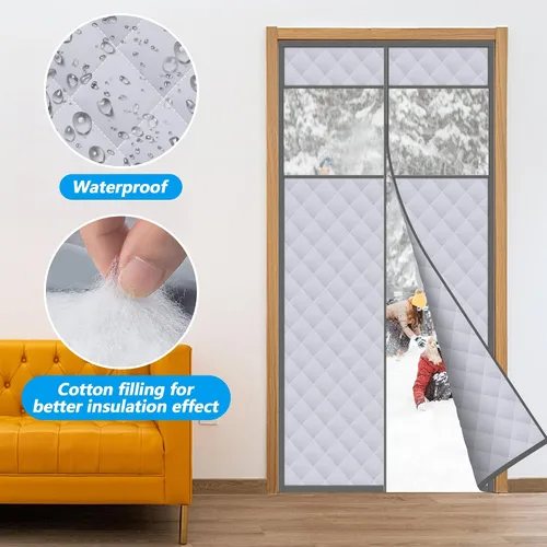 Vista 6 de Cortina de puerta con aislamiento térmico magnético visible para 36 x 80 pulgadas Door Soundproof Windproof Insulation Doorway Curtain with