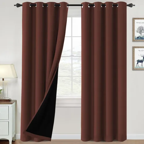 Vista 13 de H.VERSAILTEX Cortinas 100% de opacidad para dormitorio, con aislamiento térmico, cortinas opacas de 63 pulgadas de largo, cortinas de bloqueo