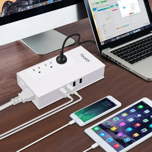 Vista 5 de Convertidor de voltaje de viaje Adaptador de corriente reductor de 220 V a 110 V Potencia nominal 1500 con 4 puertos de carga USB inteligentes ETL