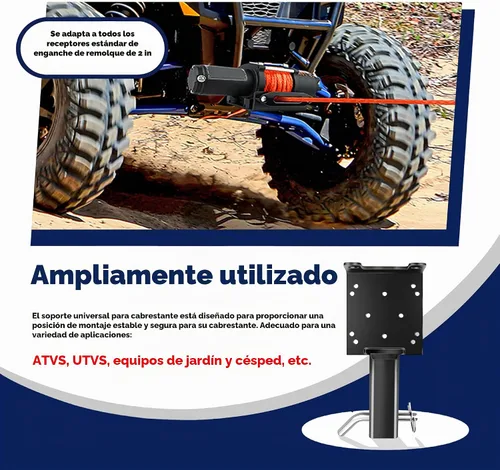 Vista 4 de Placa de montaje universal para cabrestante de remolque con receptor de 2 pulgadas, soporte de cabrestante placa de montaje para ATV, UTV