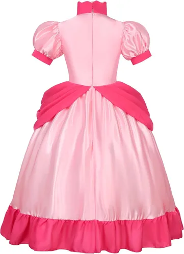 Vista 2 de Disfraz de princesa melocotón para niñas con corona y accesorios