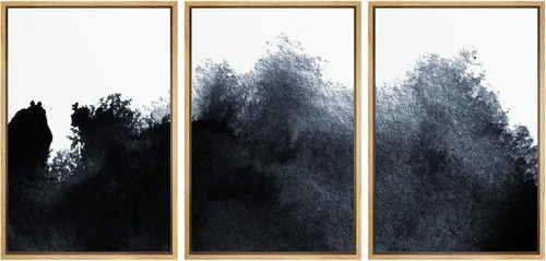 Vista 83 de NWT Lienzo enmarcado para pared, juego de arte en acuarela pastel, bosque de montaña oscura, naturaleza silvestre, ilustraciones de arte moderno