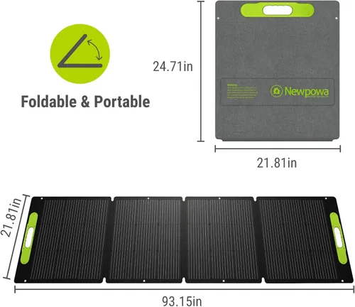 Vista 2 de Newpowa Kit de panel solar portátil de 200W con estuche de soporte ajustable, panel plegable de 200 vatios 12 voltios + controlador MPPT de 20A +