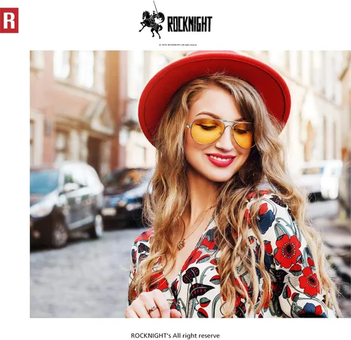 Vista 2 de ROCKNIGHT Lentes de sol polarizados estilo aviador para hombres y mujeres, lentes de sol con parte superior plana de metal, ligeras