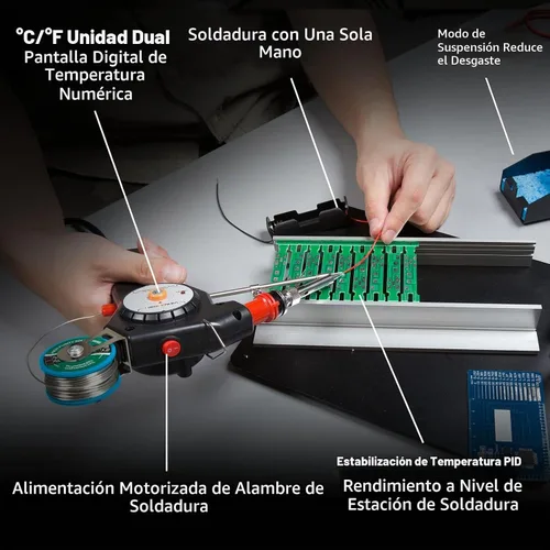 Vista 3 de YIHUA 929D-I Pistola de soldadura motorizada de alimentación automática con temperatura precisa variable (200-450°C), interruptor de encendido