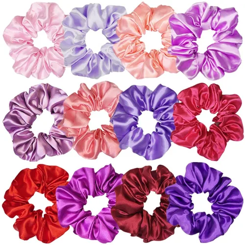 Vista 53 de Sufermoe 12 bandas elásticas para el cabello de seda satinada, color azul surtido de 4.5 pulgadas para mujeres y niñas