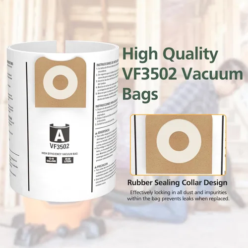 Vista 5 de Paquete de 20 bolsas de vacío 23743 VF3502 para aspiradoras Ridgid de 12 a Lote de 20 unidades.
