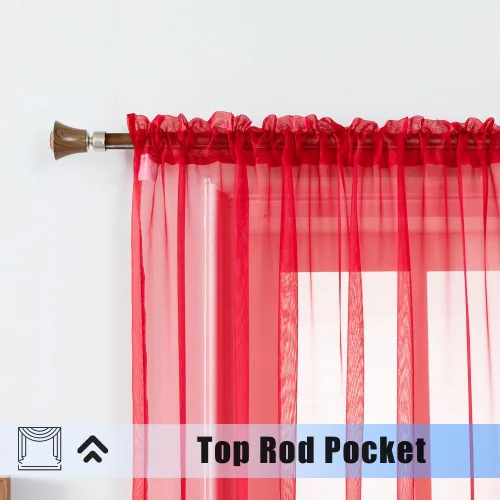 Vista 2 de WPM - Cortinas traslúcidas de gasa transparente con bolsillo para barra, 2 paneles de cortinas traslúcidas para dormitorio, cocina, sala de estar