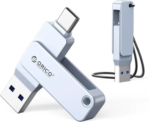 Vista 9 de ORICO Memoria USB 3.0 de alta velocidad USB 3.0 de 32 GB, diseño giratorio de aleación de zinc, compatible con iPhone 15/16/17, Android, Mac, PC