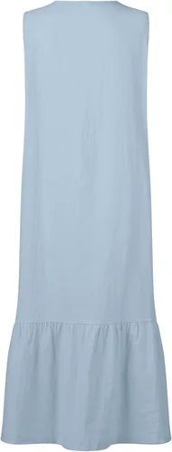 Vista 4 de EKVAHL Women's 2023 Sleeveless Tank Dress Cotton Linen Casual Comfortable Gradient Color Sundress Beach Maxi Dress Pockets