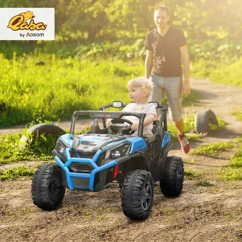 Vista 2 de Qaba 24V 2 Seater Ride on Car Electric Off-Road UTV Truck Ages 3-8 Blue Azul