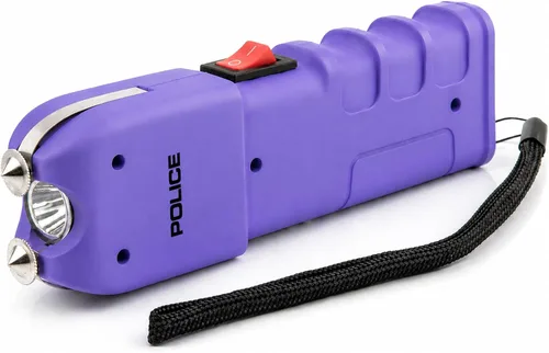 Vista 5 de POLICE - Pistola de aturdimiento para defensa personal 928, linterna LED recargable, color morado Protección de alto voltaje, diseño compacto