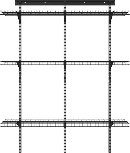 Vista 9 de ClosetMaid Kit de estante de pared resistente para garaje, 2 estantes, estantería de alambre ajustable, acabado negro