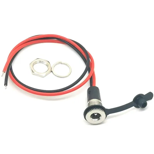 Vista 5 de Paquete de 0.217 x 0.083 in 10A DC-099 Adaptador de conector hembra roscado con tapa de cubierta impermeable de 11,8 pulgadas