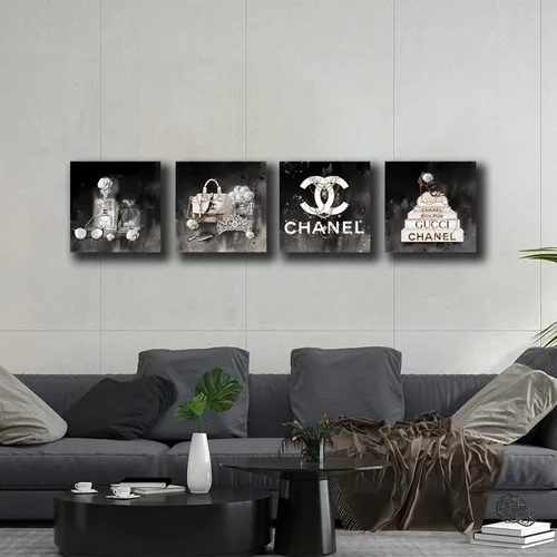 Vista 3 de Meetdeceny Arte de Pared de Moda para Sala de Estar - Decoración de Pared en Blanco y Negro para Habitaciones de Mujeres y Niñas - Impresiones
