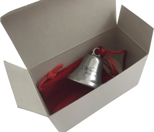 Vista 6 de Adorno de Navidad de La Vida es Maravillosa, Campana en Cinta, Caja de Regalo de Recuerdo de Película, Recuerdo de Acero Metálico, Adorno Colgante