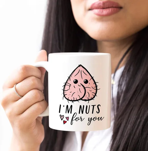 Vista 5 de YouNique Designs Taza con texto en inglés "I Nuts about You", taza de café de aniversario para hombres, taza de cumpleaños para novio, novia